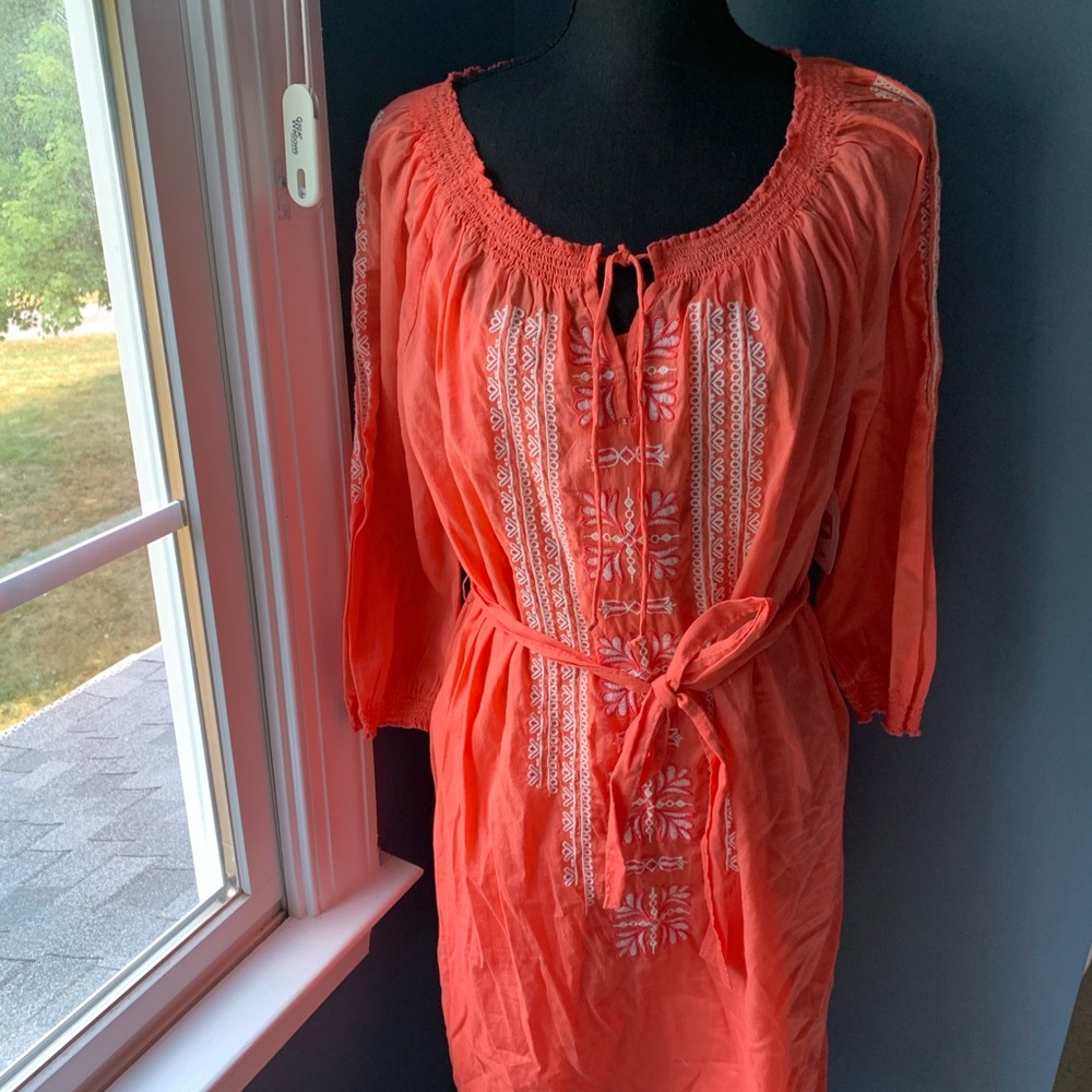 Coral cotton dress